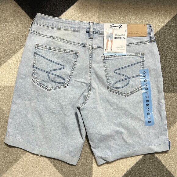 NWT Seven7 Relaxed Raw Cuffed Hem Bermuda Jean Shorts Women's 10 - Picture 4 of 11